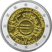 2-Euro Deutschland - F - 2012 - 10 Jahre Euro-Bargeld