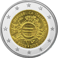 2-Euro Italien - 2012 - 10 Jahre Euro-Bargeld