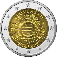 2-Euro Slowakei - 2012 - 10 Jahre Euro-Bargeld