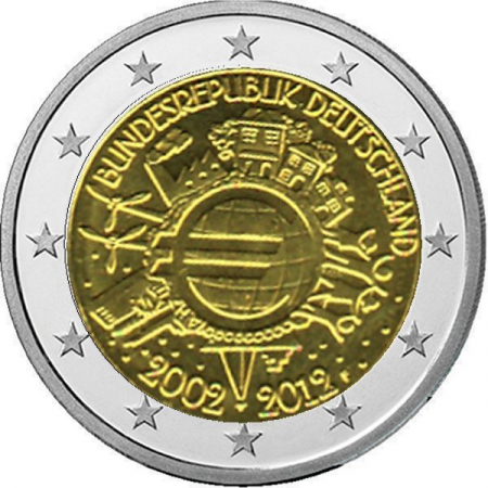 2 € Deutschland - 2012 - F - 10 Jahre Euro-Bargeld