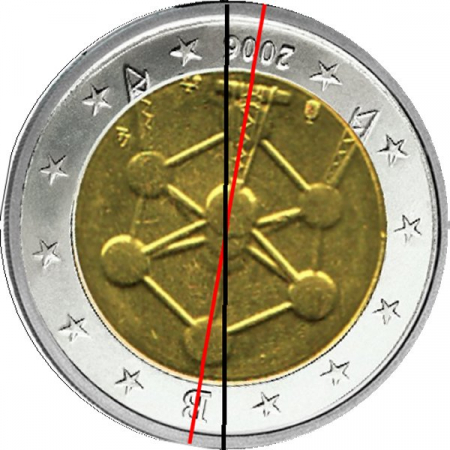 2 € Belgien - 2006 - Atomium - 197° Stempeldrehung