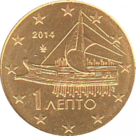 Griechenland 2014 - 1 Cent Kursmünze aus KMS
