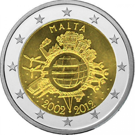 2 € Malta - 2012 - 10 Jahre Euro-Bargeld