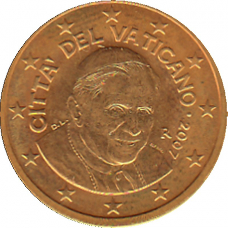 Vatikan - 2007 - 5 Cent Kursmünze - Papst Benedikt XVI.