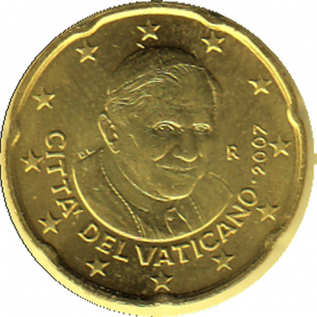 Vatikan - 2007 - 20 Cent Kursmünze - Papst Benedikt XVI.
