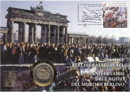 2 € Numisbrief - Vatikan - 2014 - 25 Jahre Mauerfall