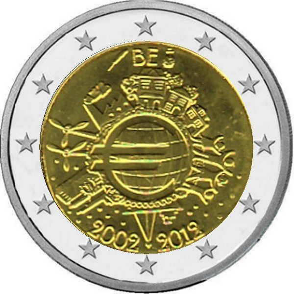2 € Belgien - 2012 - 10 Jahre Euro-Bargeld