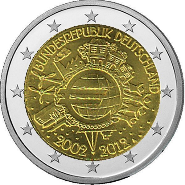 2 € Deutschland - 2012 - A - 10 Jahre Euro-Bargeld