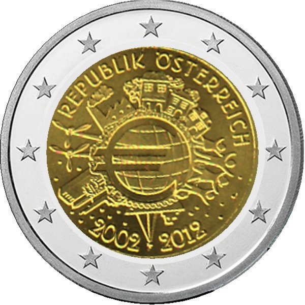 2 € Österreich - 2012 - 10 Jahre Euro-Bargeld