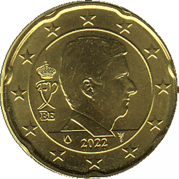 Belgien 2022 - 20 Cent Kursmünze aus KMS