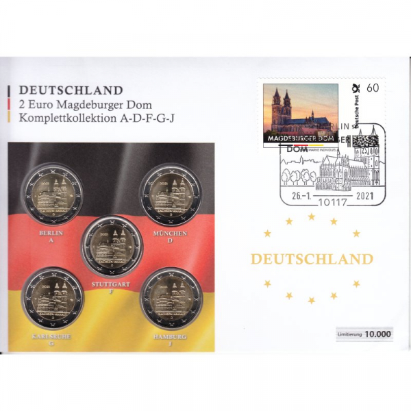 2 € Numisbrief - Deutschland - 2021 - Set: A-J - Magdeburger Dom