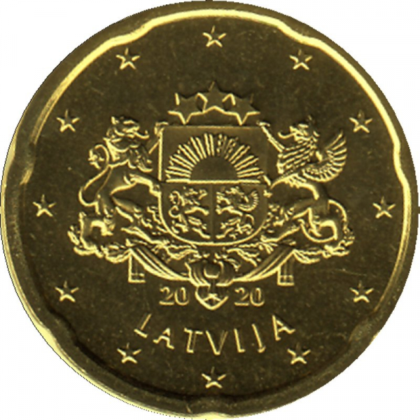 Lettland 2020 - 20 Cent Kursmünze aus KMS