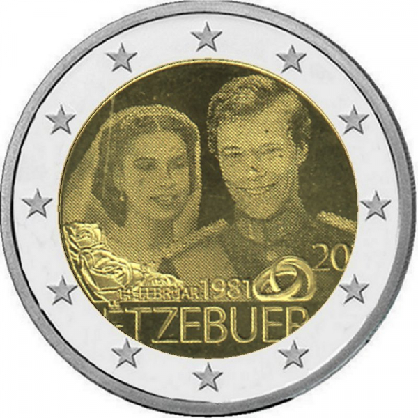 2 € Luxemburg - 2021 - 40. Hochzeitstag - Foto-Variante