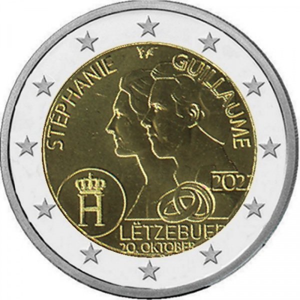 2 € Luxemburg - 2022 - Hochzeitstag von Erbgroßherzog Guillaume und Erbgroßherzogin Stephanie