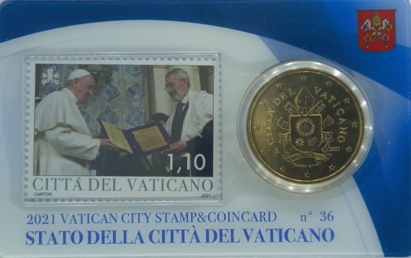 Vatikan - 2021 - CoinCard (36) + Stamp (1,10)